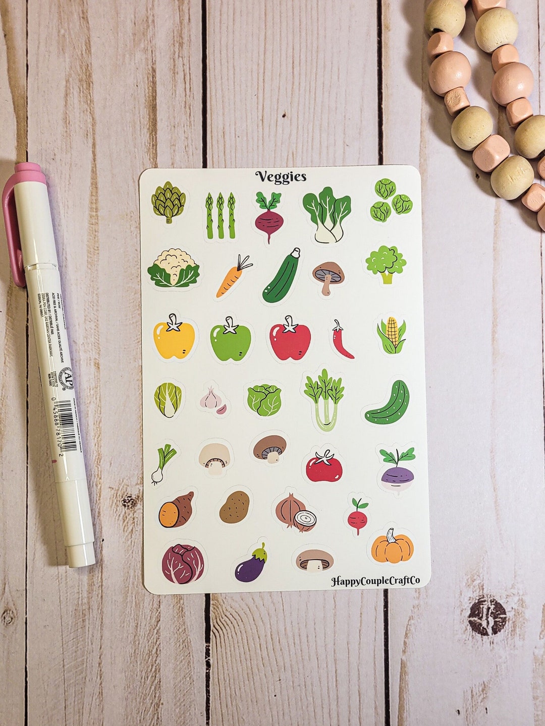 Veggie Sticker Sheet, Food Stickers, Healthy Eating, Recipe Maker, Vegetable Stickers, Planner ...