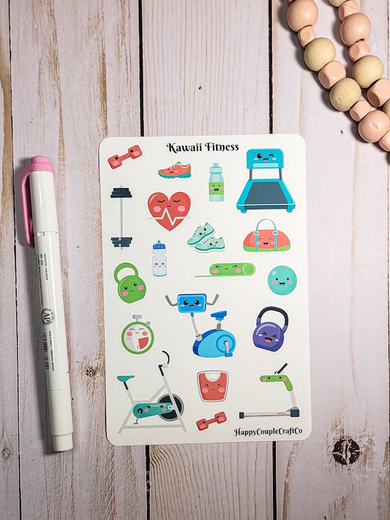 Kawaii Fitness Sticker Sheet, Cute Workout Stickers, Gym Stickers, Journal  Stickers, Scrapbook Stickers, Planner Stickers 