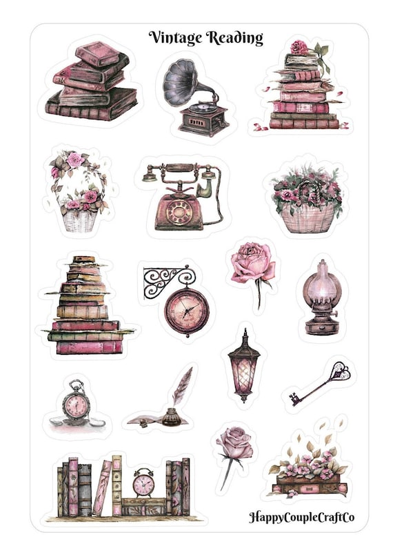 Aesthetic Vintage Stickers, Printable Scrapbook Stickers, Vintage Bullet  Journal Printable Stickers, Vintage Art Stickers Sheet. 