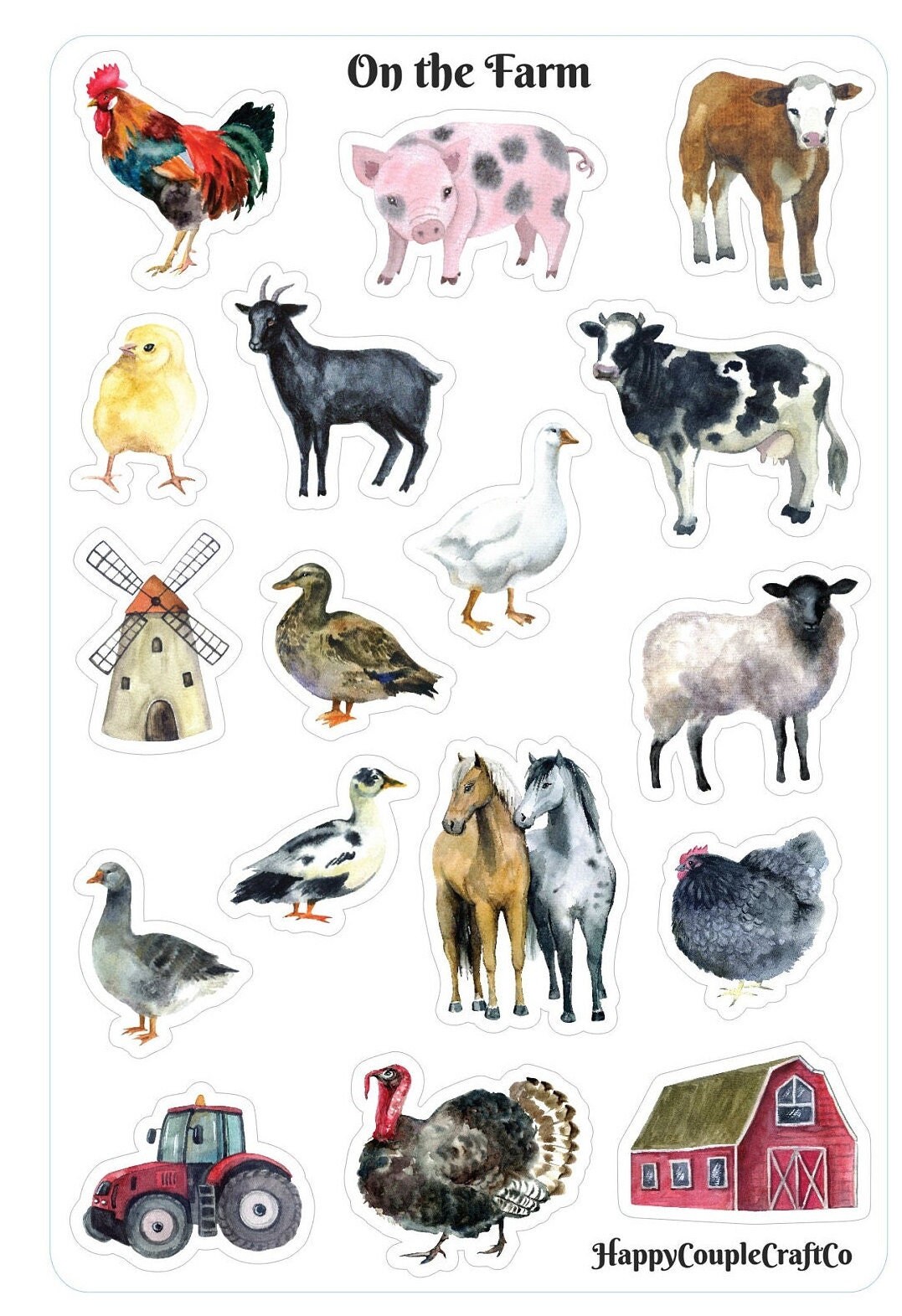On the Farm Sticker Sheet Farm Animal Stickers Farm Life Etsy