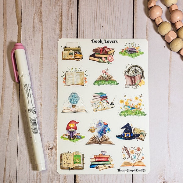 Book Lovers Sticker Sheet, Reading Stickers, Reading lover gift idea, Scrapbook Stickers, Planner Stickers, Book Lovers