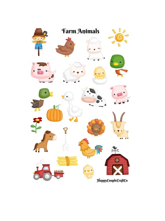 Farm Animals Sticker Sheet Farm Stickers Animal Stickers Etsy