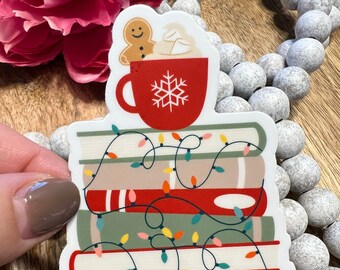 Christmas Book Stack Sticker with Book Stack.