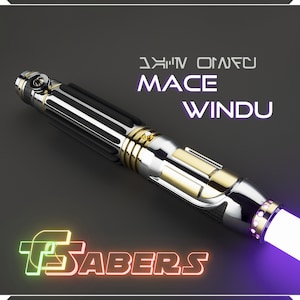 Mace Windu, Neopixel Lightsaber with Blade and Hard Case, Star Wars FX Aluminum Dueling Light Saber, Smoothswing, Xenopixel/Proffie/RGB
