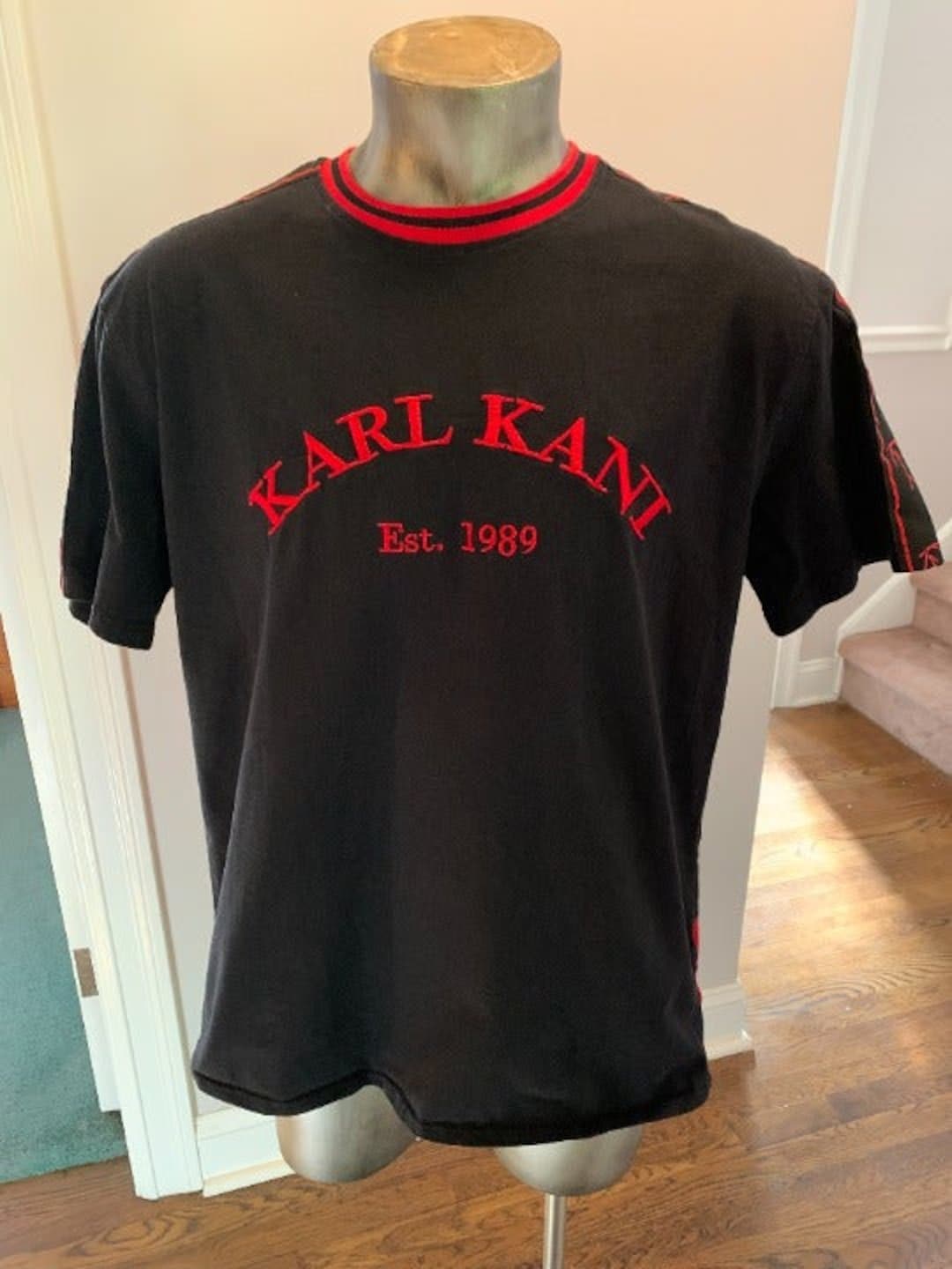 ほ*り様 90s karl kani Hoop Shirt 1995-6 HIP Karl Kani jersey white, Endurance vintage t-shirt 90s hip