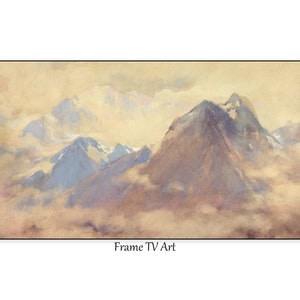 Winter TV Frame Art | Vintage Mountain Landscape Painting Instant Download Print