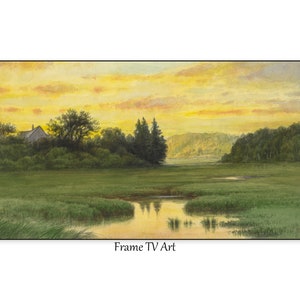 Samsung Frame TV Art |  Mountain Valley Landscape Painting | Art For Samsung Frame DIGITAL Download