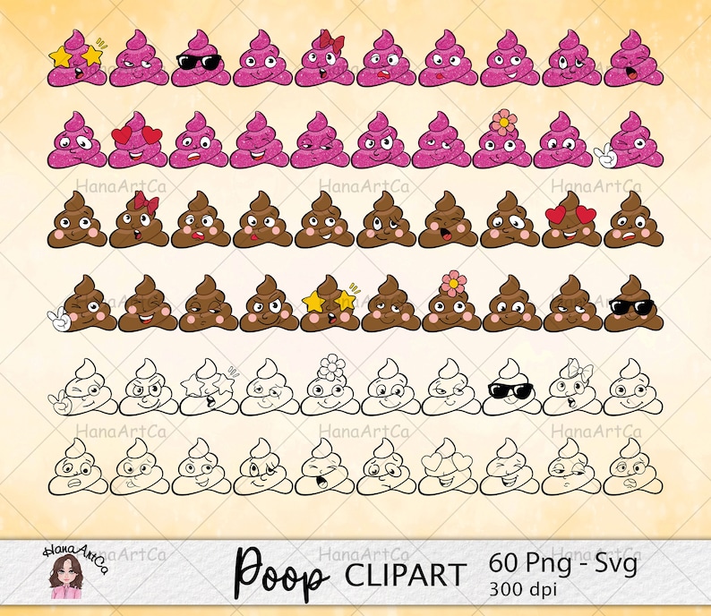 Poop Emoji Clipart, Funny Emoji, Kawaii Faces, Poop Emoji, Poops