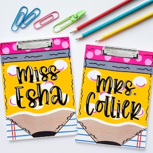 Personalized Teacher Appreciation Gift, Custom Pencil Teacher Acrylic Clipboard, Teacher Name Clipboard, End Of Year, Back to School Gift