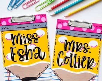 Personalized Teacher Appreciation Gift, Custom Pencil Teacher Acrylic Clipboard, Teacher Name Clipboard, End Of Year, Back to School Gift
