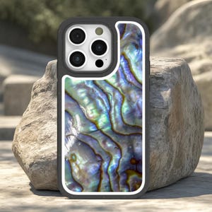 Abalone Shell iPhone Case With Iridescent Mother Of Pearl Texture Ocean Inspired Natural Sea Pattern Protective Coastal Phone Cover Gift