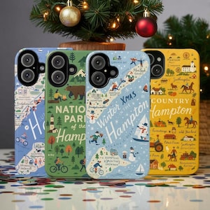 The Hamptons Summer Map iPhone Case – Coastal Style Protective Cover with Vintage Beach Town Art, Travel Vibes & Atlantic Ocean Design