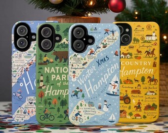 Funda para iPhone con el mapa de los Hamptons: Arte vintage de un pueblo costero playero