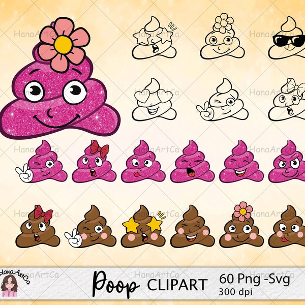 Poop Emoji clipart, Funny emoji, Kawaii Faces, Poop emoji, Poops glitter clipart, cute glitter poop, kawaii poo, 60 png images