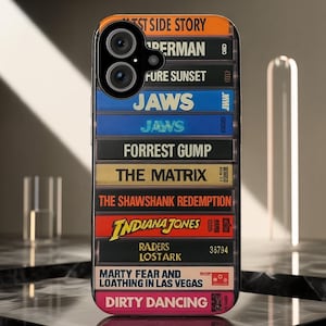 Personalized Vintage iPhone Case Retro VHS Movie Cover Design With Classic Films Like Matrix Forrest Shawshank Dirty Dancing Unique Gift