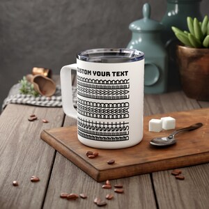 Personalized Hidden Swear Message Text Insulated Coffee Mug, Customized Coffee Tea Cup with Handle, Minimalist Gift for Him Her, Office Use