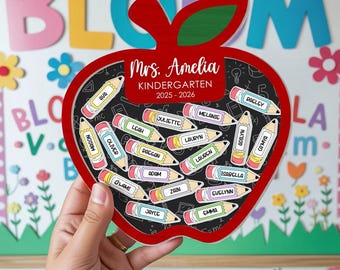 Custom Apple Shaker Magnet With Student Names for Teacher Gift, Personalized Kindergarten Classroom Decor, Back to School Name Magnet