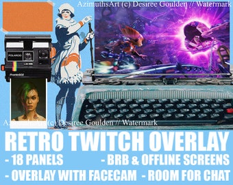Retro vibes overlay for twitch livestreaming 30s 40s 50s 60s 70s vibes for artsy streamers and video content creators online