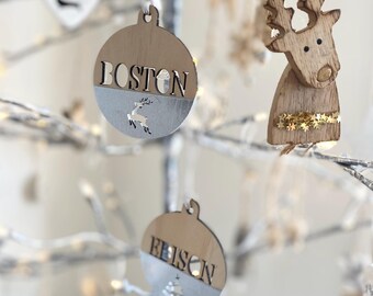 Personalised Christmas Ornament Wood Christmas Decoration Named Christmas Bauble Xmas Decoration For Christmas Tree Custom Wood Ornament