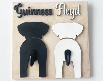 Wood Dog Leash Holder With Dog Names Personalised Dog Leash Hook Dog Lover Gift Christmas Gift For Pet Owner Dog Leash Hook Gift For New Dog