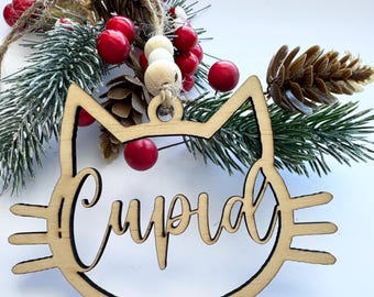 Cat Christmas Ornament Kitten Christmas Tree Ornament Custom Christmas Ornament Cat Wooden Ornament Christmas Decoration Personalised Bauble