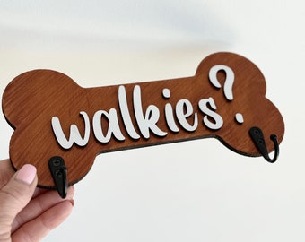 Custom Dog Apparel Hook Dog Leash Hook Pet Accessory Holder Bone Shaped Walkies Sign For Dog Lover Gift Idea For Pet Owner Puppy Essentials