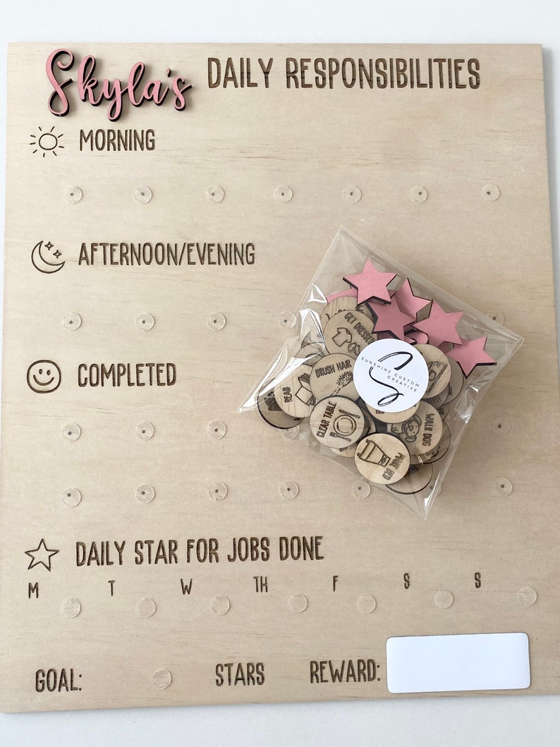 Personalised Daily Routine Chart for Child Daily Chore Responsibility ...