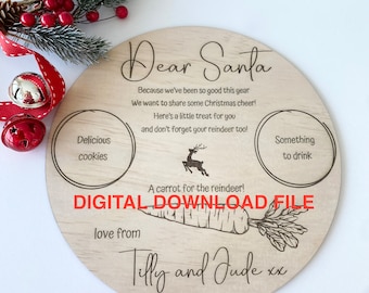 Digital Download File Santa Plate Personalised Christmas Treats for Santa Plate Treats for Santa Board Christmas Eve Plate Kids Christmas