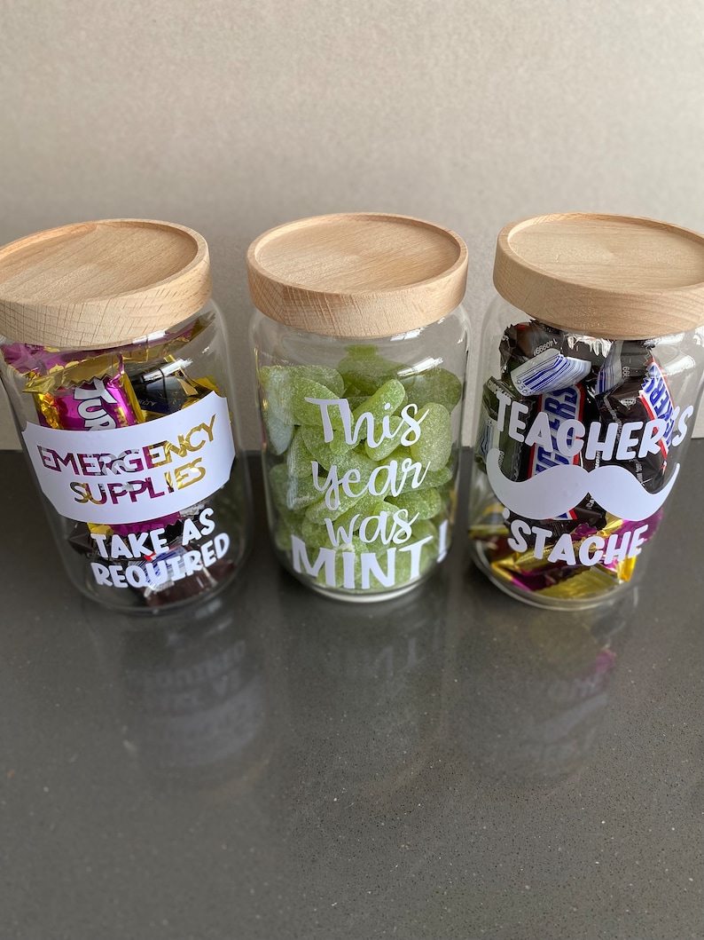 Teacher Appreciation Gift Lolly Jar Label Personalised Gifts Male Teacher Gift For Teacher Custom Candy Jar Teacher DIY Teacher Thank You