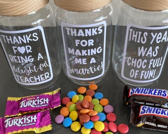 Teacher Appreciation Gift Lolly Jar Label Personalised Gifts Male Teacher Gift For Teacher Custom Candy Jar Teacher DIY Teacher Thank You