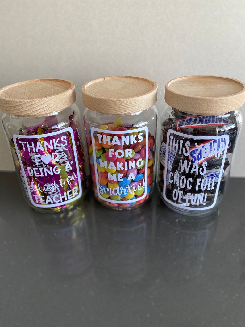 Teacher Appreciation Gift Lolly Jar Label Personalised Gifts Male Teacher Gift For Teacher Custom Candy Jar Teacher DIY Teacher Thank You