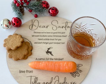 Santa Cookie Plate Treat Plate For Santa Christmas Eve Plate Cookie and Milk For Santa Personalised Santa Board Christmas Eve Tradition Kids