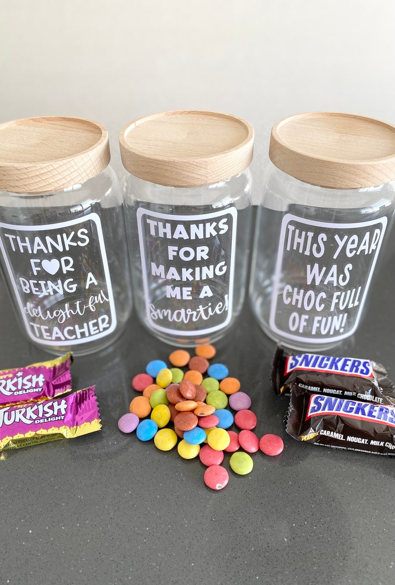 Teacher Appreciation Gift Lolly Jar Label Personalised Gifts Male Teacher Gift For Teacher Custom Candy Jar Teacher DIY Teacher Thank You