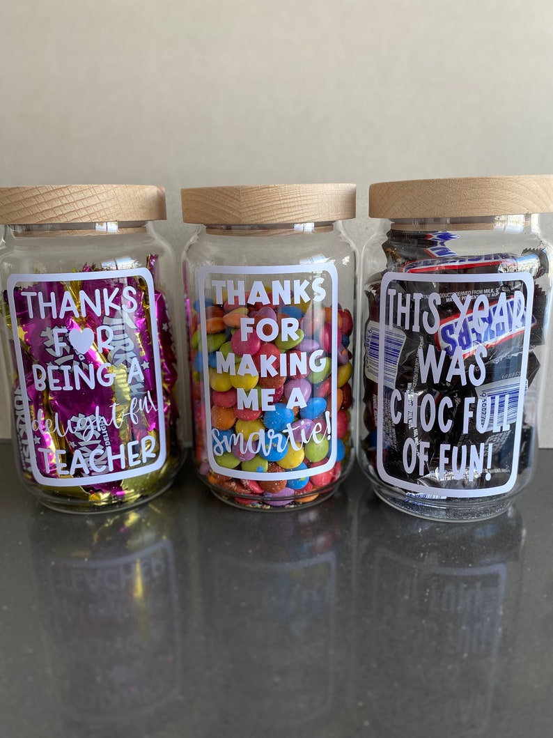 Teacher Appreciation Gift Lolly Jar Label Personalised Gifts Male Teacher Gift For Teacher Custom Candy Jar Teacher DIY Teacher Thank You