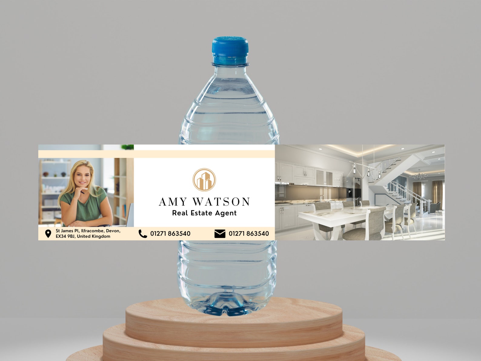 Real Estate Water Bottle Label, Bottle Label Template, Editable Bottle Label, Realtor Marketing