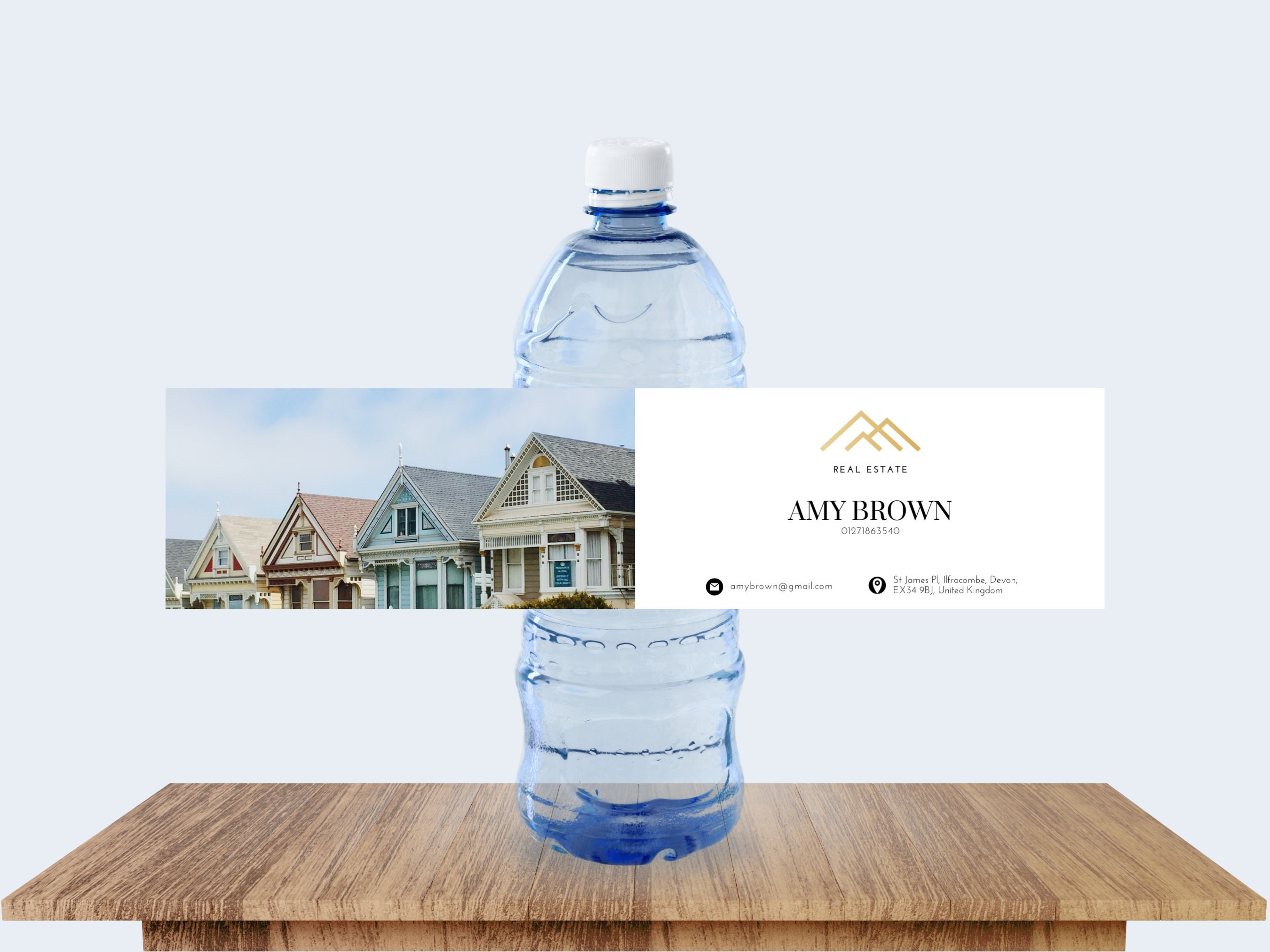 Real Estate Water Bottle Label, Bottle Label Template, Editable Bottle Label, Realtor Marketing