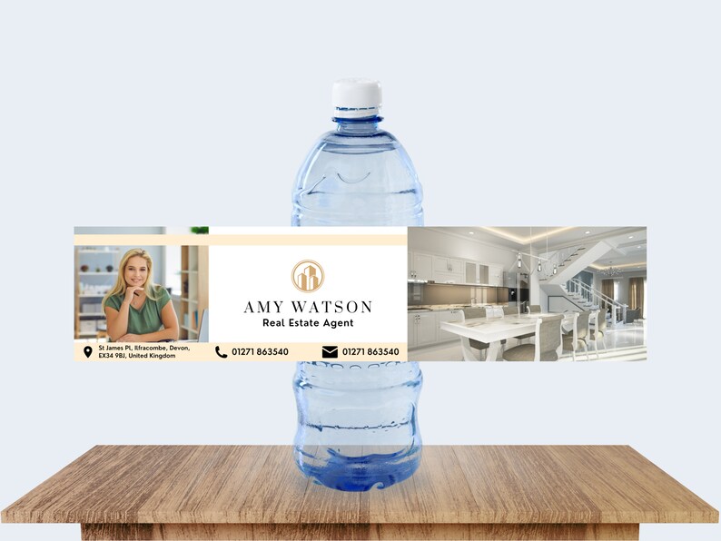 Real Estate Water Bottle Label Bottle Label Template Etsy