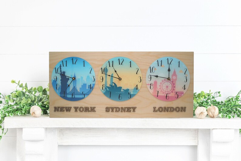 Exclusive Oversized Multitimezone Clock for Living Room Etsy