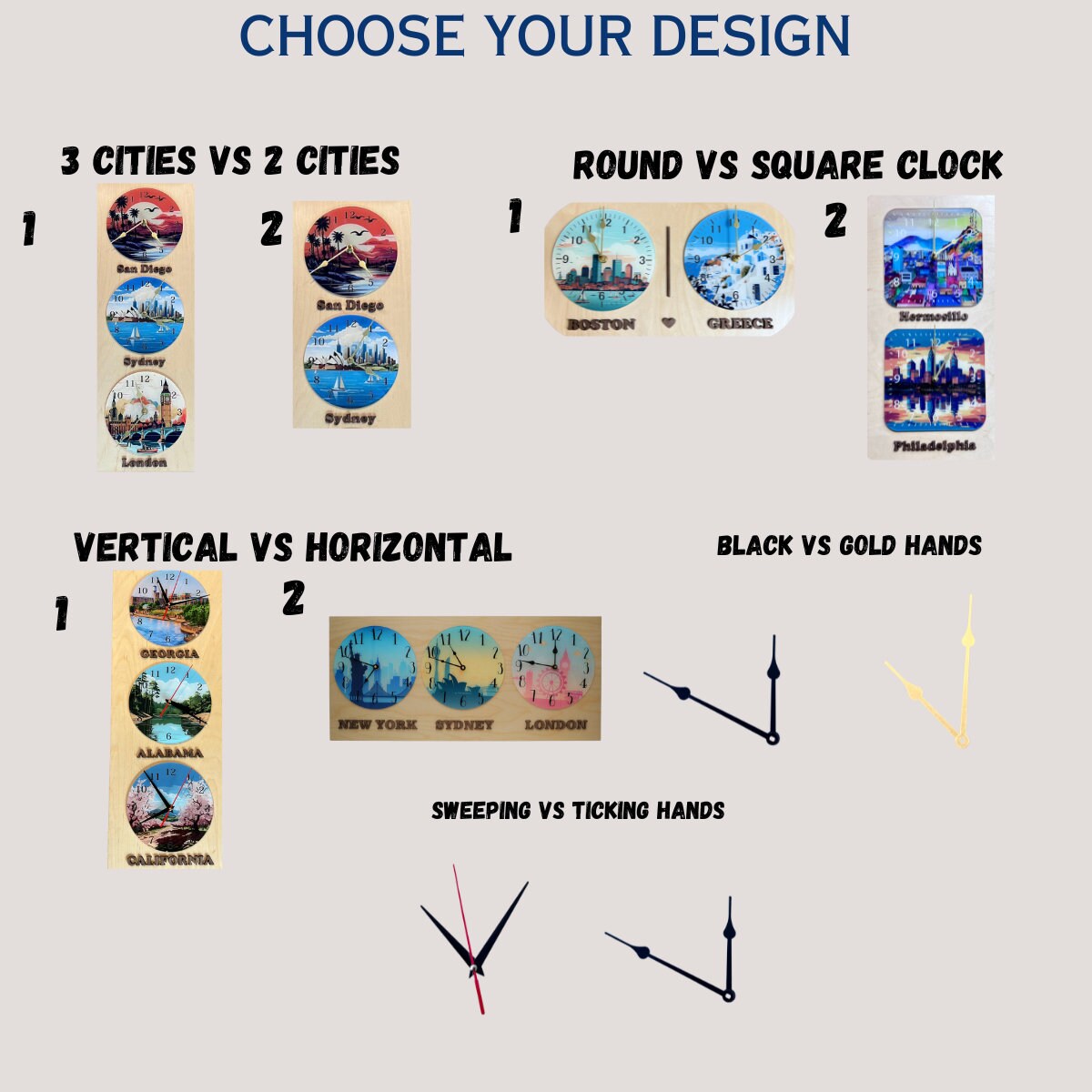 Exclusive Oversized Multitimezone Clock for Living Room Etsy