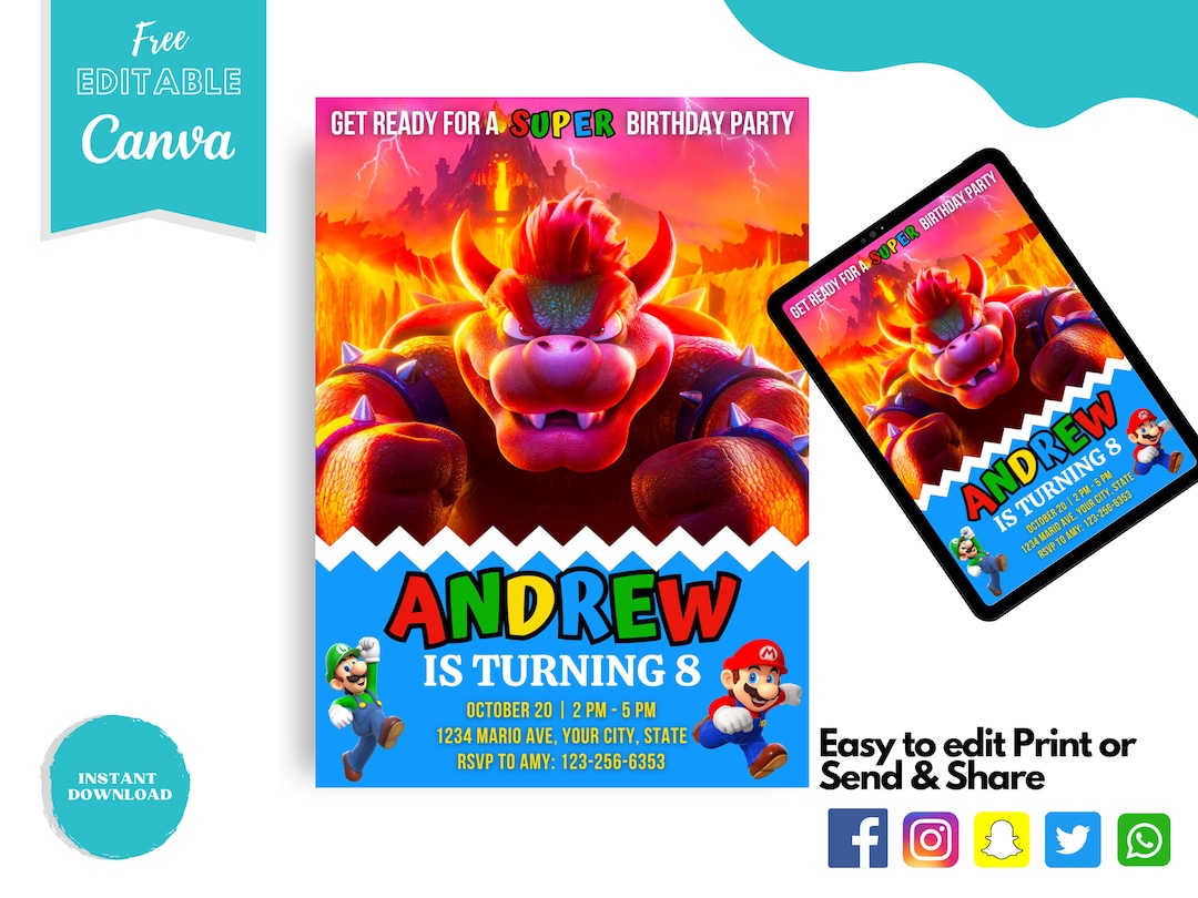 Buy Super Mario Birthday Thank You Card Super Mario Thank You Online in ...