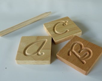 Cursive Wooden Alphabet Tracing | Preschool Learning Letter Tracing | ABC Flash Cards