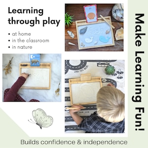 Sand Tray with Flashcard Holder. Tactile & Sensory Toys for Alphabet Learning