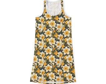 Dress - Women's Dress - Floral Print Dress - Daffodils - Flowers - Spring Dress