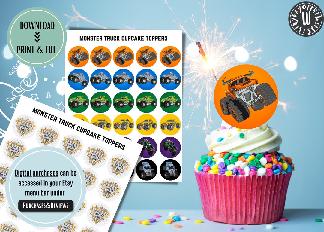 MONSTER JAM Cupcake Toppers Etsy