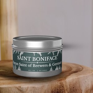Saint Boniface Patron Saint of Brewers Prayer Candles 4 oz Travel Candle, Devotional Candles