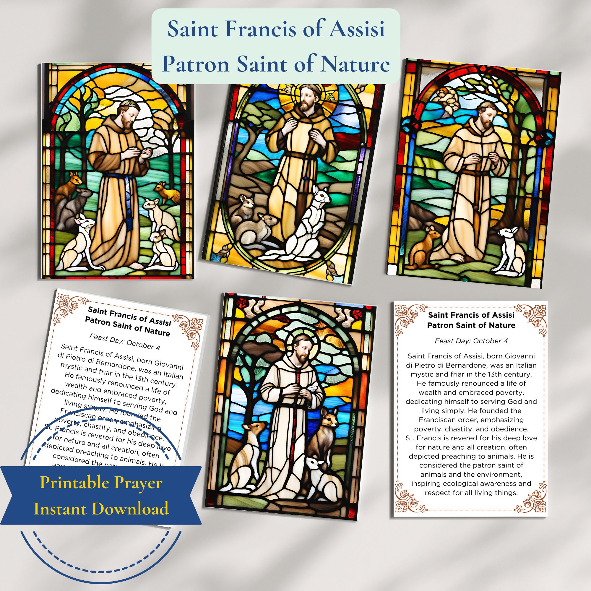 Saint Francis of Assisi Printable Prayer Card Set US Letter/a4/wallet ...