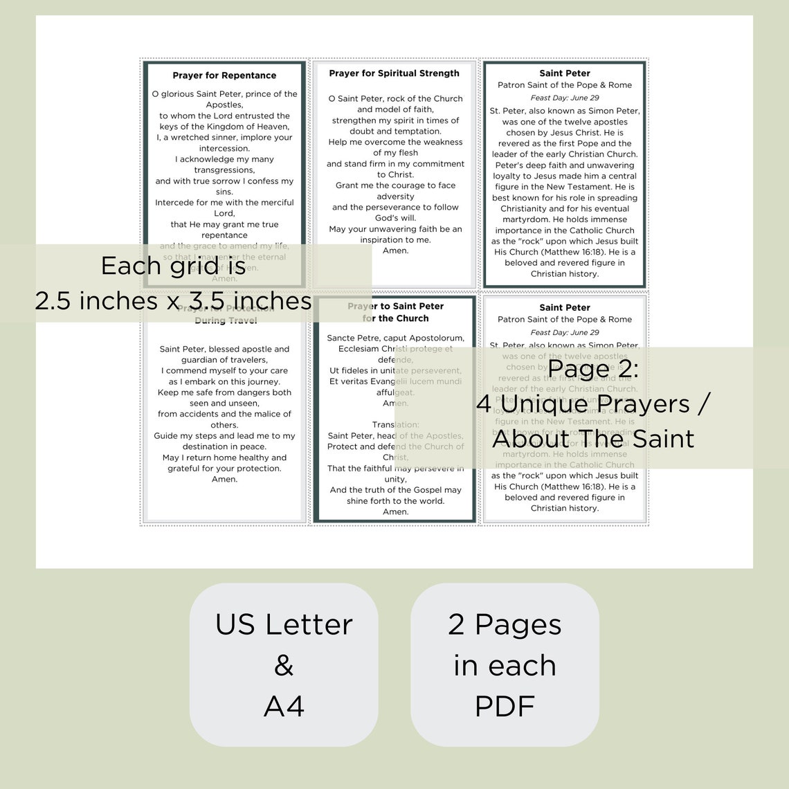 St. Peter Printable Prayer Cards Digital Printable Set for Catholics ...