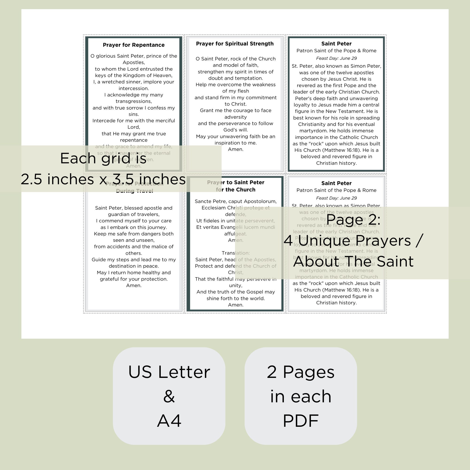 St. Peter Printable Prayer Cards Digital Printable Set for Catholics ...