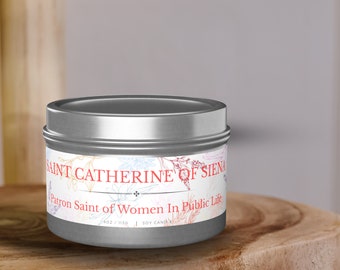 St Catherine of Siena Patron Saint of Women in Public Life Scented Tin Candles 4 oz