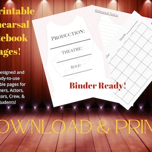 Download digitale del taccuino per prove teatrali stampabile!